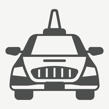 Taxi car solid icon, taxi, shared rides concept. Vector graphics. Convenient transportation sign with glyph style icon for mobile or web design
