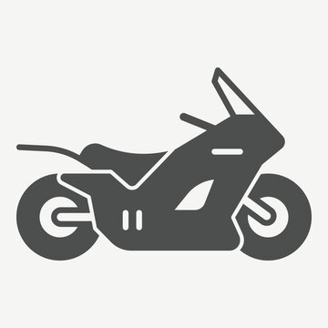 Motorcycle solid icon, motorcycle, speed concept. Vector graphics. Two wheeled transport sign with glyph style icon for mobile or web design