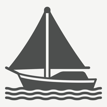 Yacht boat solid icon, boating, sailing concept. Vector graphics. Traveling on waterways, water transport sign with glyph style icon for mobile or web design