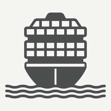 Ship solid icon, sea voyage, cruise concept. Vector graphics. Water transport sign with glyph style icon for mobile or web design