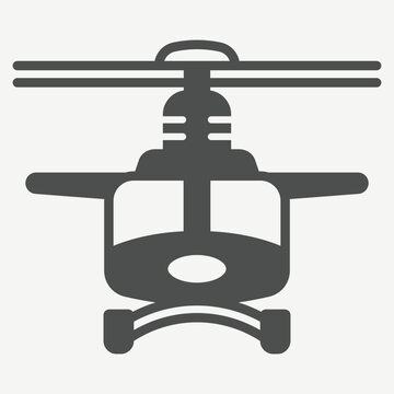 Helicopter solid icon, air transport, rotary wing aircraft concept. Vector graphics. Air transport sign with glyph style icon for mobile or web design