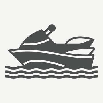 Jet scooter solid icon, personal watercraft concept. Vector graphics. Recreational vehicle, water transport sign with glyph style icon for mobile or web design