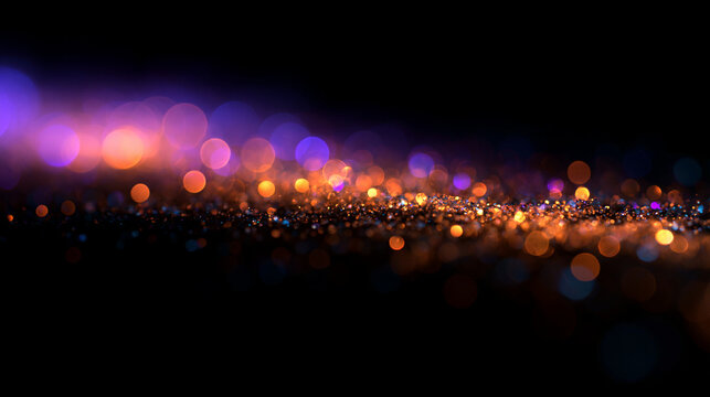 Abstract Festive Glitter Bokeh Lights on Dark Background