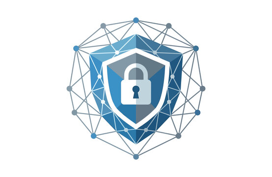 Cybersecurity Shield and Data Protection Network Vector Illustration