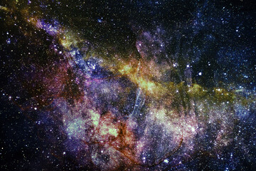 Colorful nebula galaxy background with glowing stars, cosmic dust and deep space texture. Vibrant celestial starfield inspired by astronomy, universe exploration and futuristic design themes. Design © djjeep_design