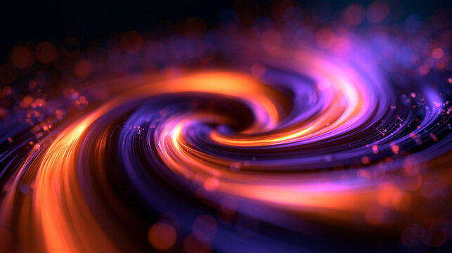 Abstract Glowing Spiral Energy and Fiber Optic Motion