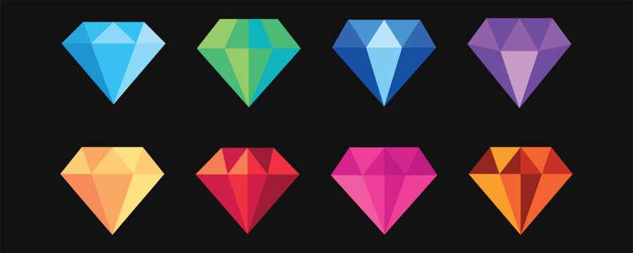 Set of colorful vector diamond icons