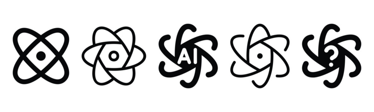 Set of abstract atom and science icons
