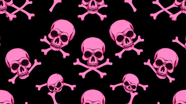 Skull and Crossbones Halloween Pattern Background Template