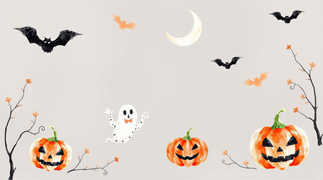 Halloween Pattern Background with Spooky Decorations