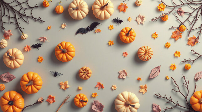Halloween Pattern Background with Spooky Decorations