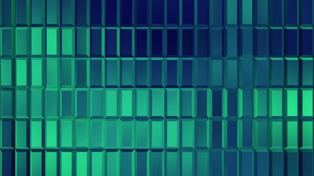 Title Green and Blue Metallic Beveled Rectangles Abstract Background