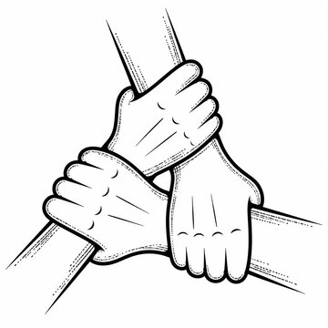 Two hands pulling a rope in teamwork pose