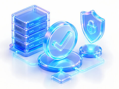 3D Secure Server Network Check Concept on Clean White Background