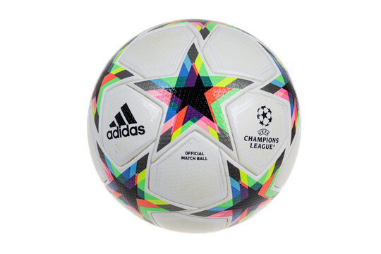 Varna, Bulgaria - December  6, 2022: Adidas UCL Pro Void, isolated on white. The official match ball of Champions League 2022/2023