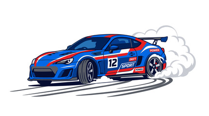 Fototapeta premium Sport Car Drifting with Smoke