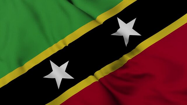 4K animation of the Saint Kitts and Nevis national flag waving in the wind