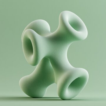 The design shows a soft clay toy created with smooth textures and shapes on a mint green background. This design offers a tactile experience.