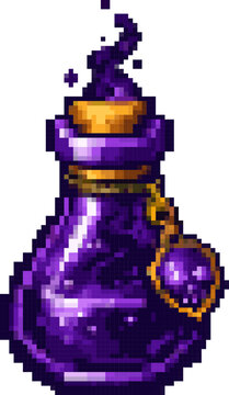 White antidote vial pixel art sprite: clear crystal healing liquid in small bottle with silver cap for RPG inventory UI icon and fantasy game consumable pickup