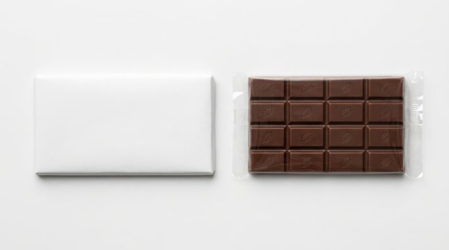 Milk chocolate bar with white paper wrapper mockup