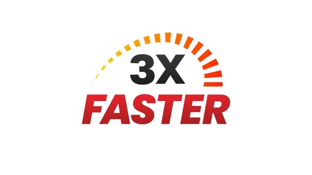 3X Faster Speed and Performance Boost Animation with Dynamic Progress Gauge. Transparent background. 4K resolution