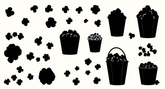 popcorn set of handprints vector illustration