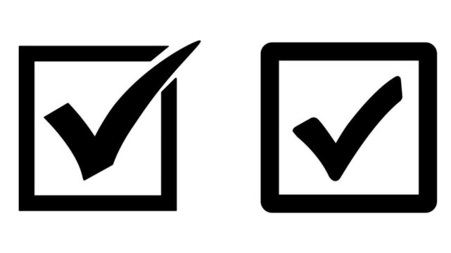 Black Check Mark Box Icon &ndash; Vector Approved and Success Symbol for Web and Interface Design motion graphics white background..