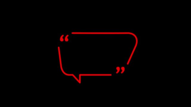 Minimalist Quote Box Speech Bubble Line Icon &ndash; black background, Speech Frame Template motion graphics..