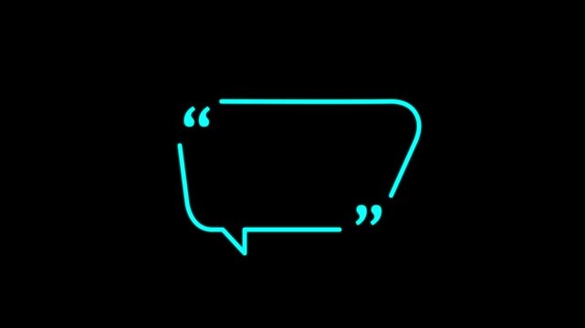 Minimalist Quote Box Speech Bubble Line Icon &ndash; black background, Speech Frame Template motion graphics..