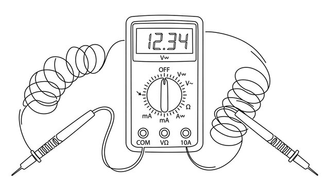 Analog multimeter with probes on white background.