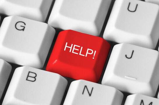 Red Help Key On Computer Keyboard Symbolizing Emergency Support, Online Help And Technical Assistance