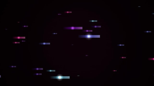Abstract horizontal glitch bars in purple pink and cyan glow against a dark modern technology background with looping motion overlay effect