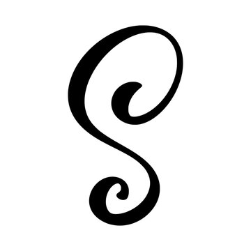 Calligraphic letter S swirl monogram logo icon for luxury branding and identity design isolated on white background.