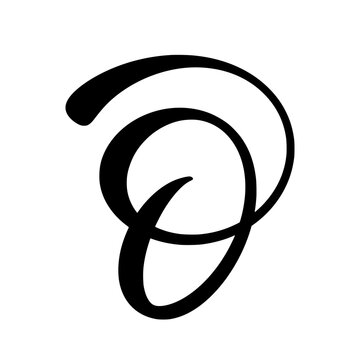 Abstract calligraphic swirl logo emblem initial letter O for minimalist brand identity isolated on white background.