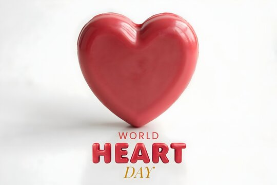 Red heart shape symbol for World Heart Day celebration on a clean white background