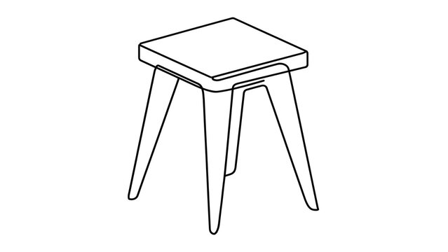 Minimalist wooden stool illustration white background.