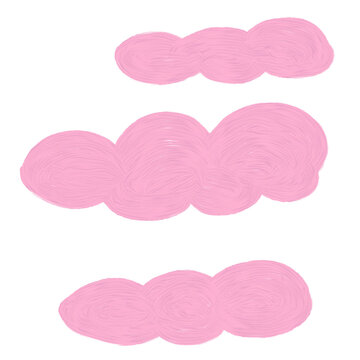 illustration of pink Cutton candy clouds, hand-painted using an oil paint brush that creates a streaky, textured effect.