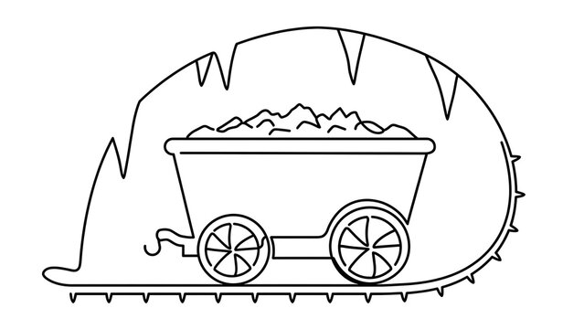 Mining cart illustration on white background.