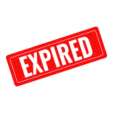 Red expired stamp badge with bold text alert isolated on transparent background