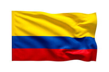 National flag of colombia waving isolated against a transparent grid background design. © MD
