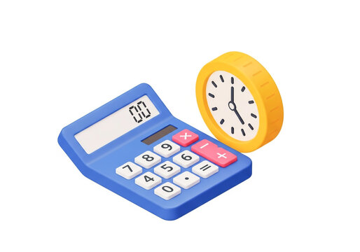 Blue calculator and yellow clock icon