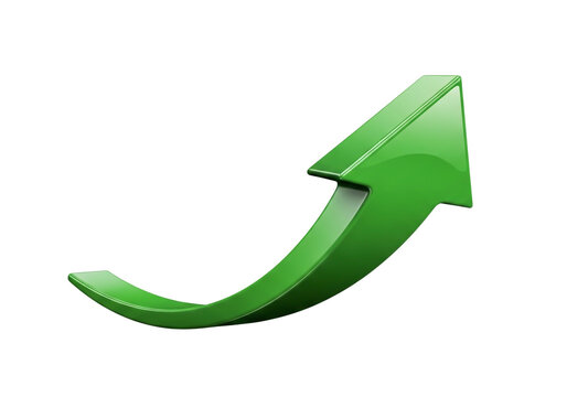 Shiny green arrow pointing up for business growth