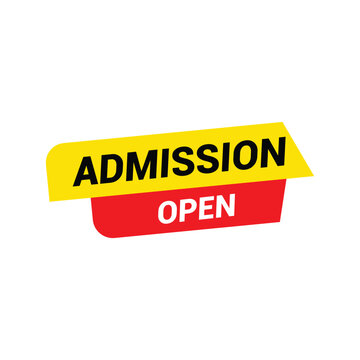 Creative admission open announcement tag or button.