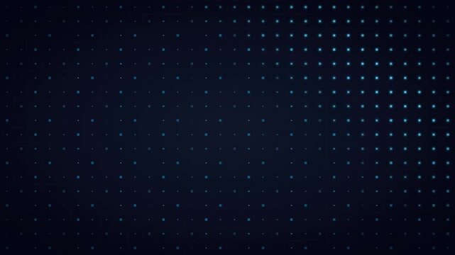 Glowing blue digital square pattern pulsing in rhythmic motion for abstract tech background animation video clip