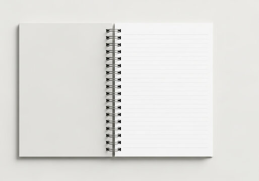 Open spiral notebook with blank lined pages