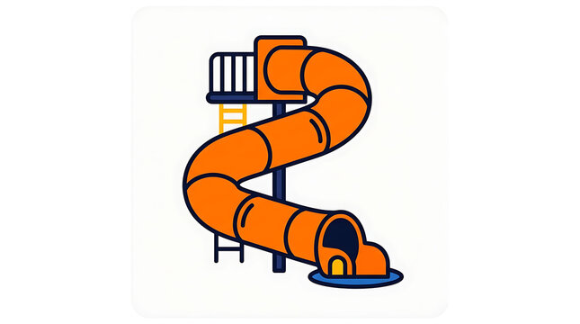 Orange Tube Waterslide Structure Isolated on Transparent Background for Play and Fun