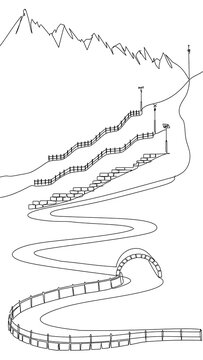 Mountain road illustration on white background.