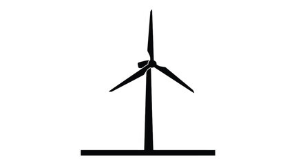 Black silhouette of a wind turbine isolated on a white background for renewable energy concepts © GDRAMJAN2.0