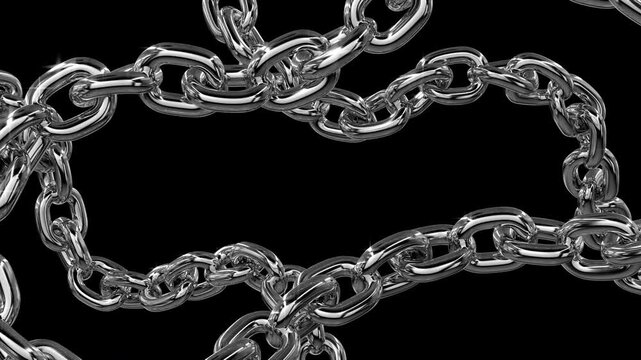 Y2K Silver Metallic  Chrome Chains Seamless Loop Animation | Transparent Background | 4K