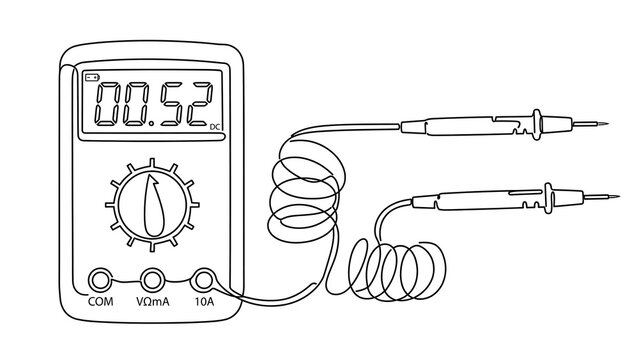 Multimeter with probes on white background.